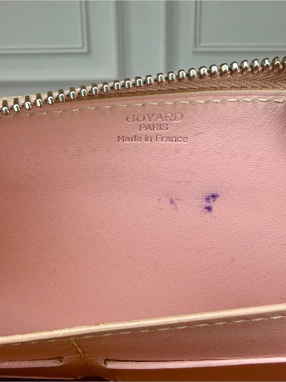 Goyard Sakura Rare Pink GM Zip Around Wallet Goyardine Leather Includes Box